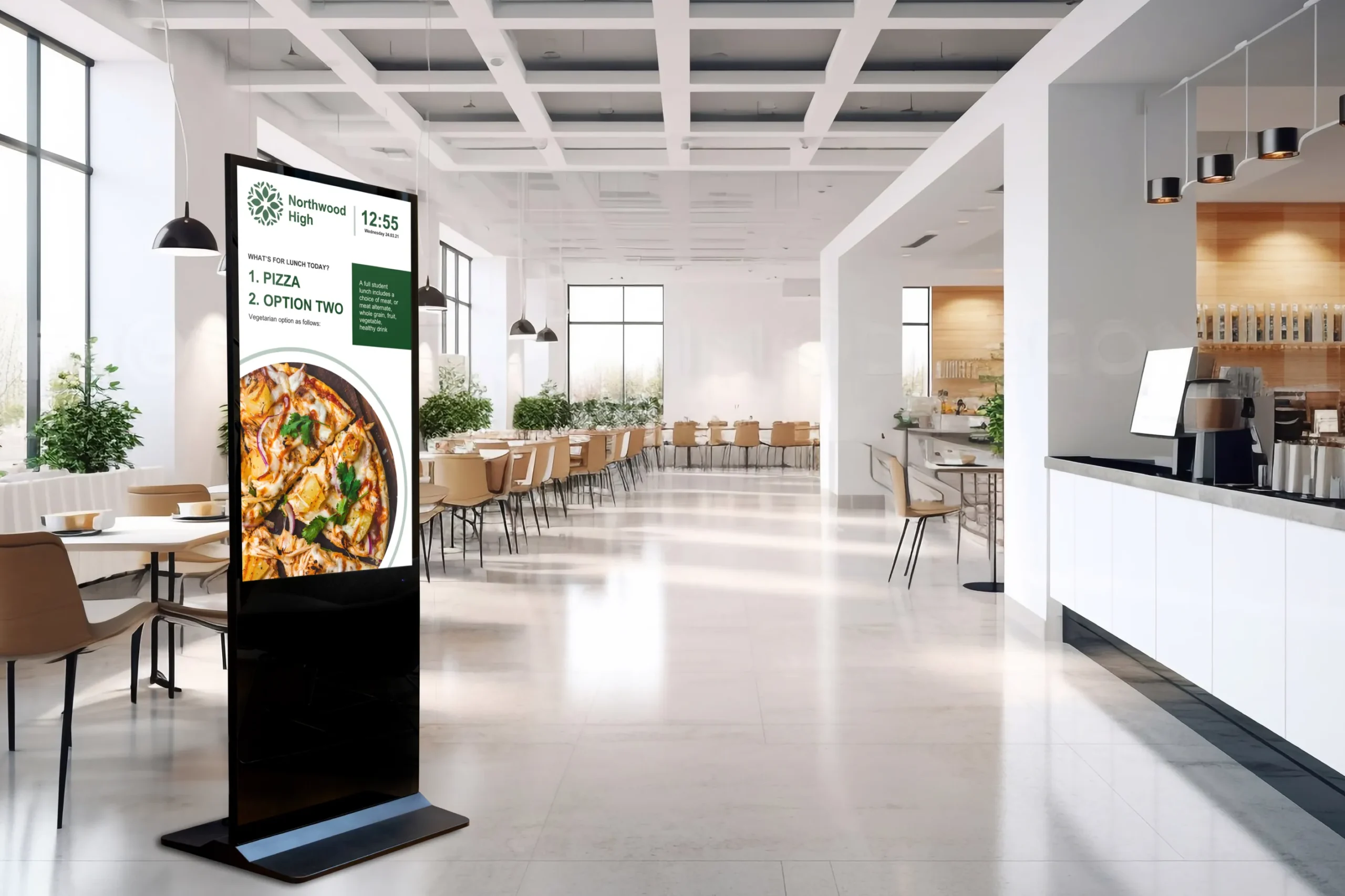 Clevertouch CL Kosketusnäyttö pystytoteemi ravintolassa