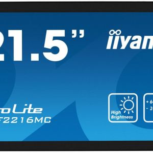iiyama 22", VA, 1920 x 1080, 60 Hz, 25 ms, Black, 345.2 x 194.6mm, projective capacitive, IP65