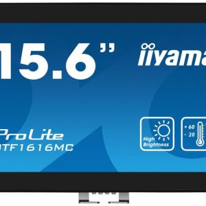 iiyama 15.6", 39.5cm, VA, 1920 x 1080, 60 Hz, 25 ms, Black, 345.2 x 194.6mm, projective capacitive, IP65